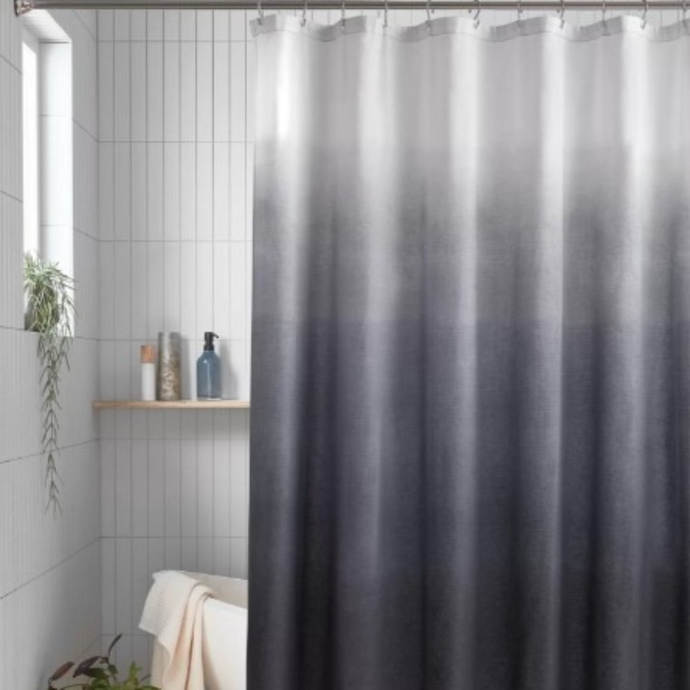 Studio 3B Benji Modern Ombre Shower Curtain Granite Gray 72" X 84" Linen Blend